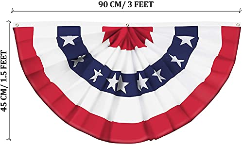 American Flag Bunting Patriotic Pleated Fan Flag USA Flags with Brass Grommets and Zip Ties for 4th of July Memorial Day Decoration Outdoor (5, 1.5x3 Feet)