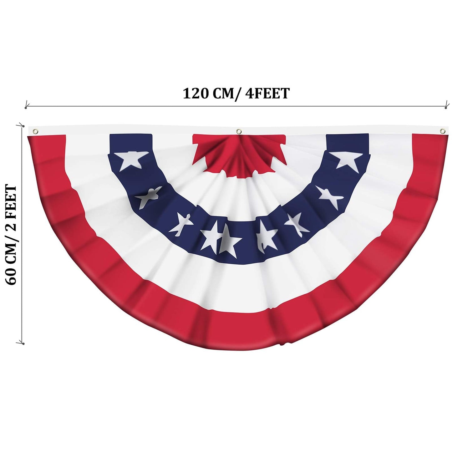American Flag Bunting Patriotic Pleated Fan Flag USA Flags with Brass Grommets and Zip Ties for 4th of July Memorial Day Decoration Outdoor (5, 1.5x3 Feet)