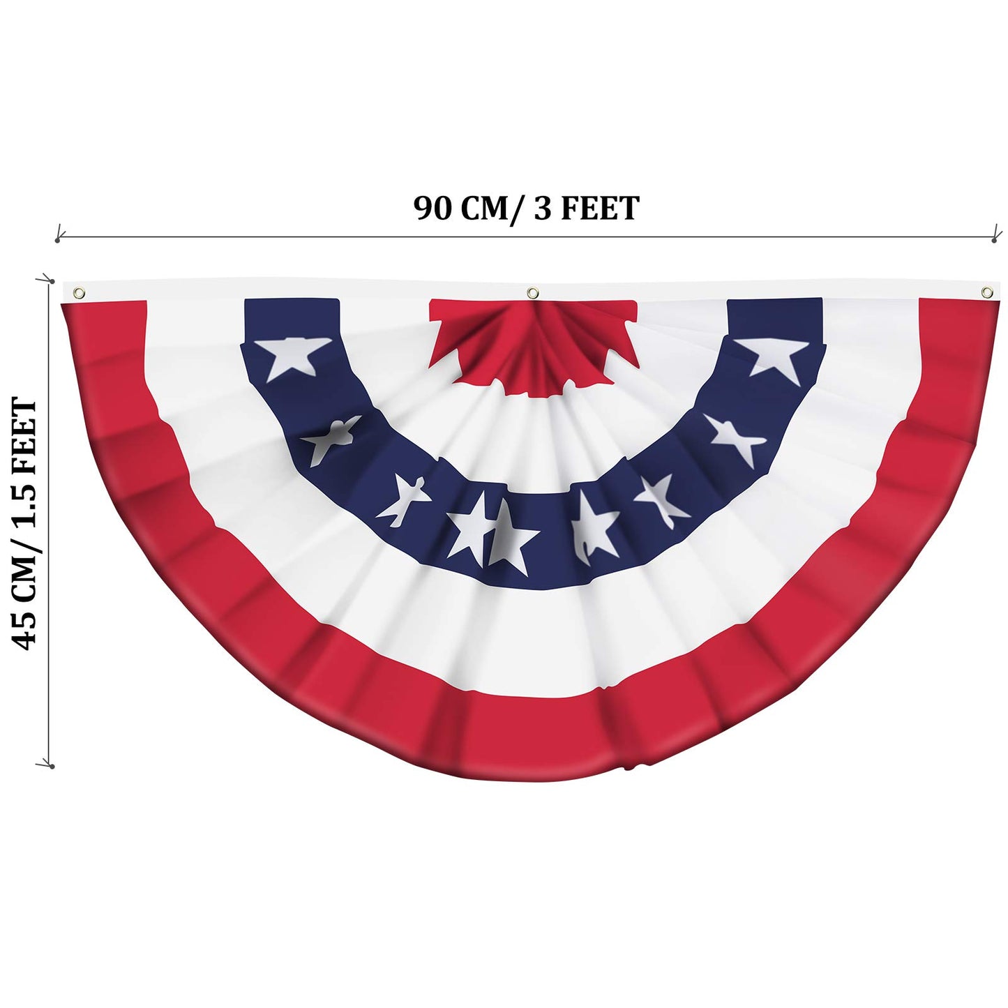American Flag Bunting Patriotic Pleated Fan Flag USA Flags with Brass Grommets and Zip Ties for 4th of July Memorial Day Decoration Outdoor (5, 1.5x3 Feet)