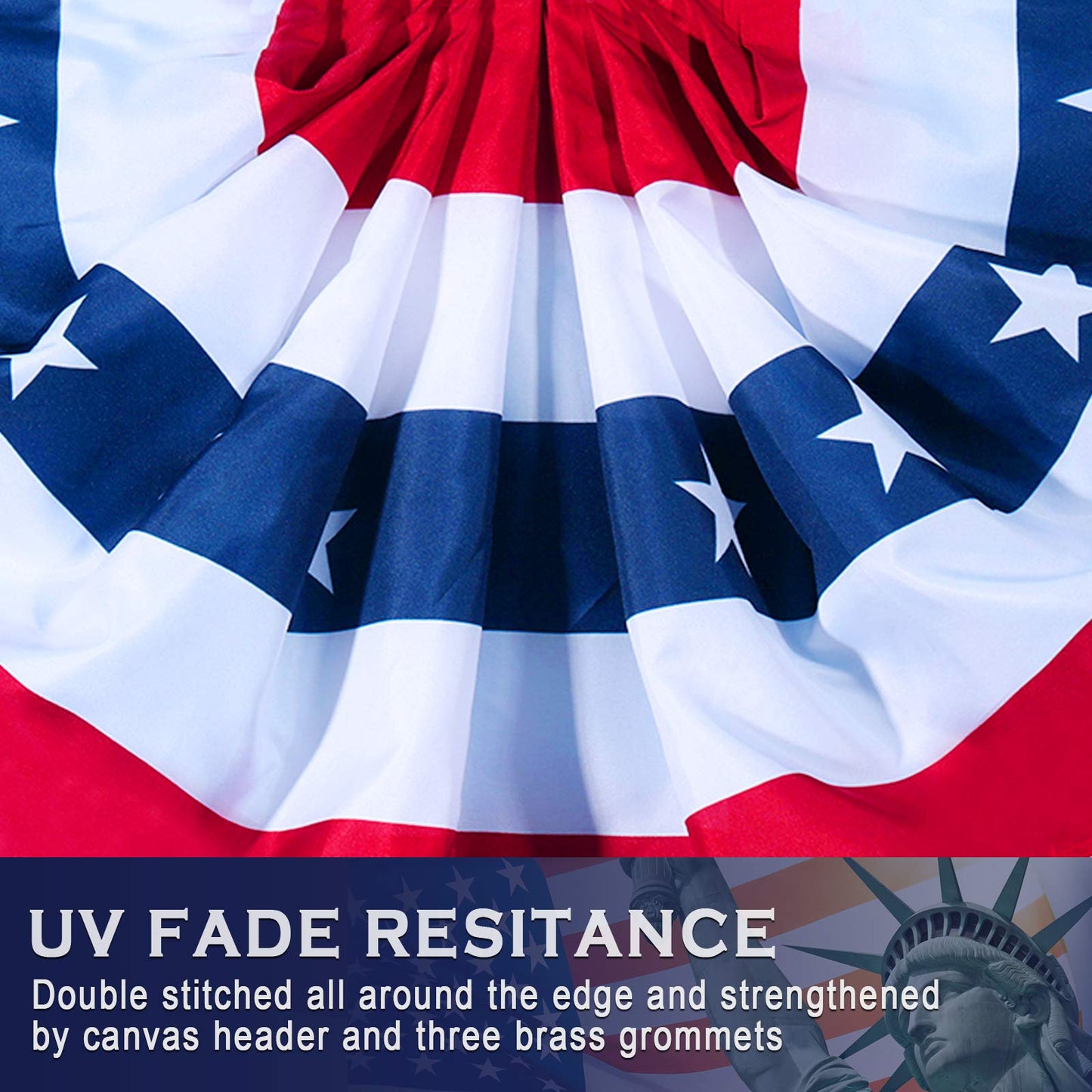 American Flag Bunting Patriotic Pleated Fan Flag USA Flags with Brass Grommets and Zip Ties for 4th of July Memorial Day Decoration Outdoor (5, 1.5x3 Feet)